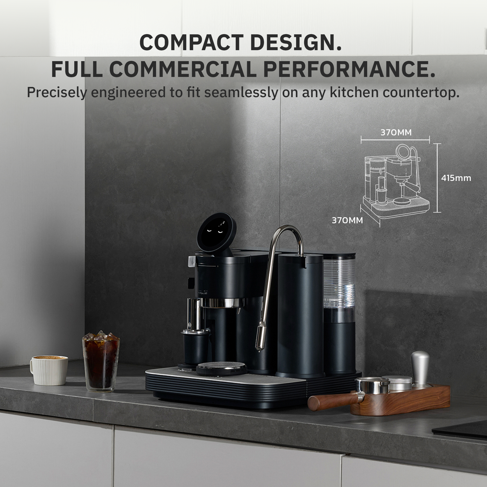 Meraki espresso machine: compact, commercial performance, dual boiler, iF Gold Award.