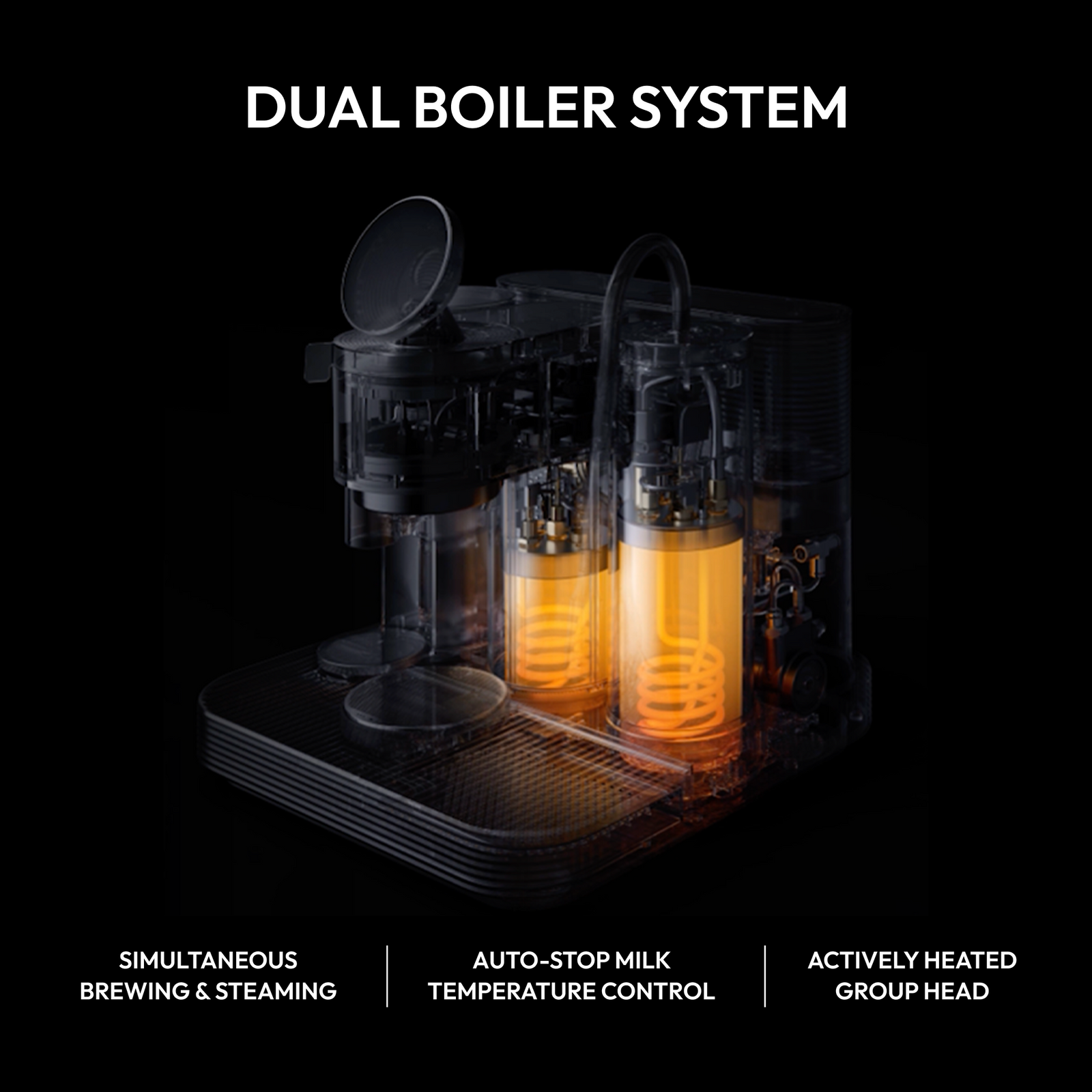 Meraki dual boiler system for simultaneous espresso brewing and milk steaming
