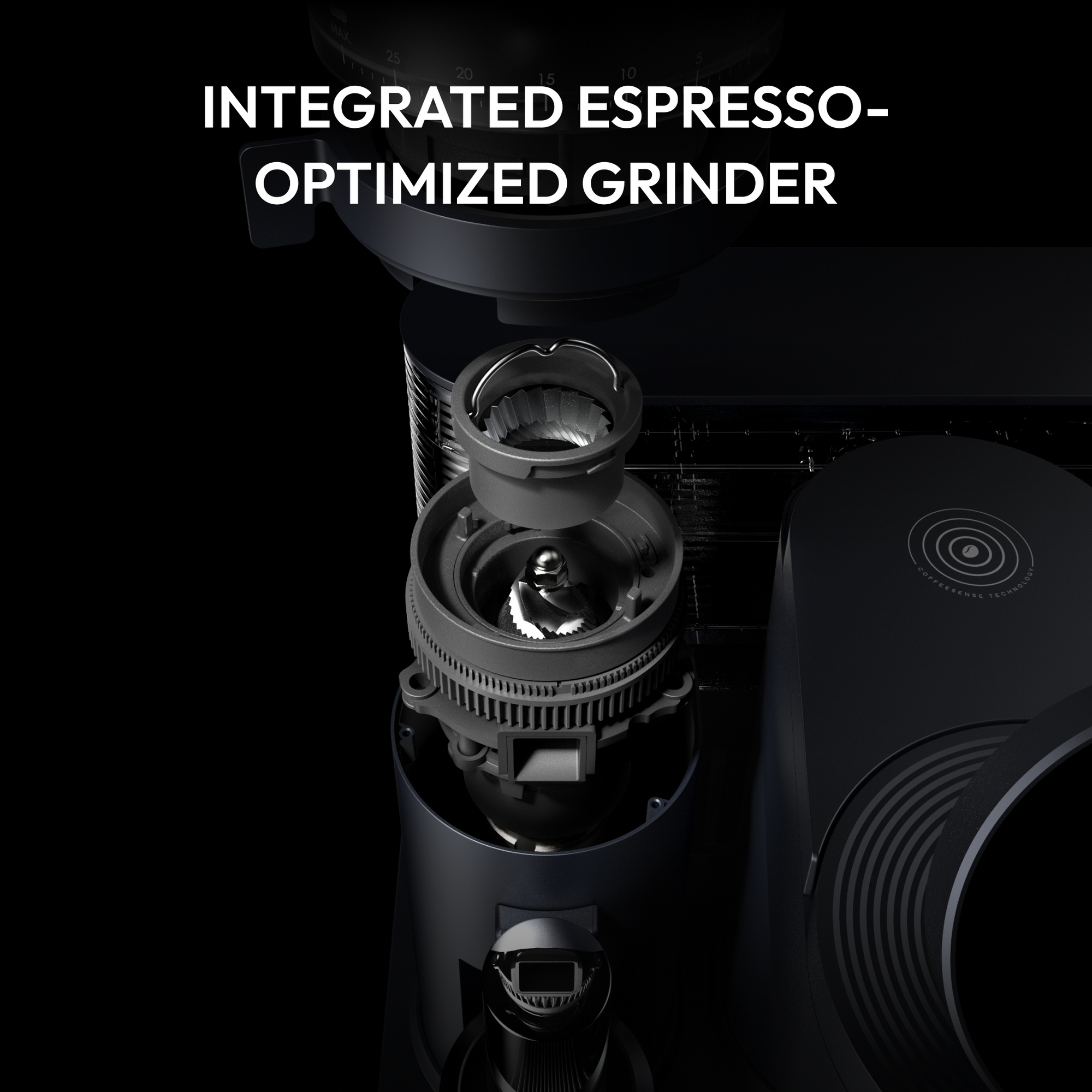 Meraki espresso-tailored grinder feeding freshly ground coffee into the 58mm portafilter