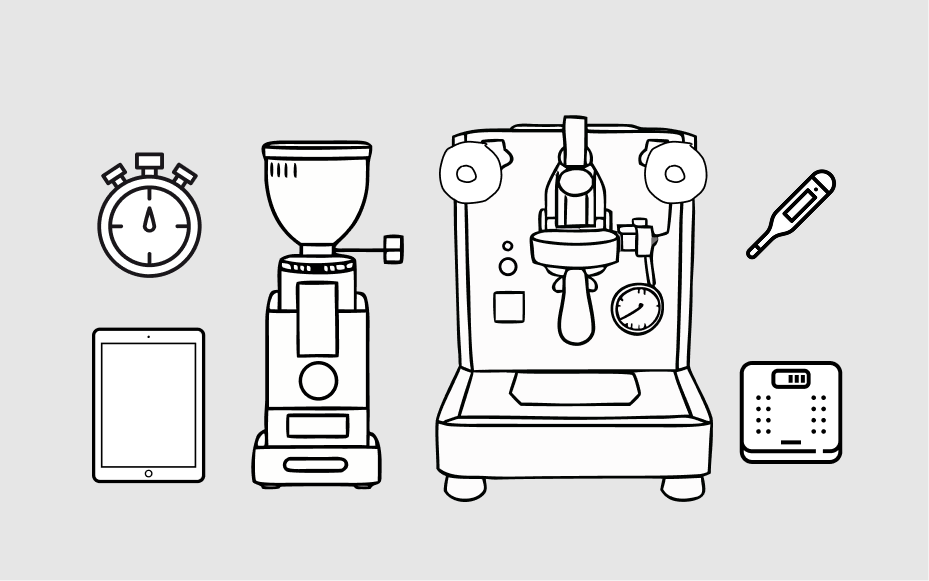 the usual way to make espresso with separate tools 